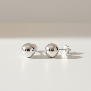 Jewelry Solid 7mm 14k White Italian Gold Push Back Ball Stud Earrings